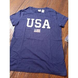 New Small Short Sleeve Cotton USA American Flag Blue Red White Tee T-Shirt NWT